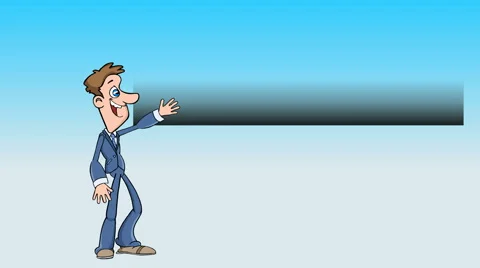 Cartoon Man Presents 3 Point Bullet Points (Blue) Stock Footage 43010479