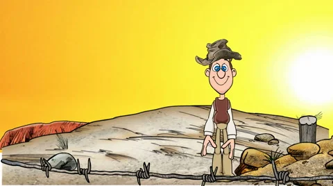 Cartoon Man on the Range (Looping) Stock Footage 67589512