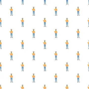 Cartoon man reading newspaper pattern seamless background Illustrazione stock