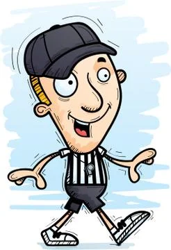 Cartoon Man Referee Walking Stock Illustration