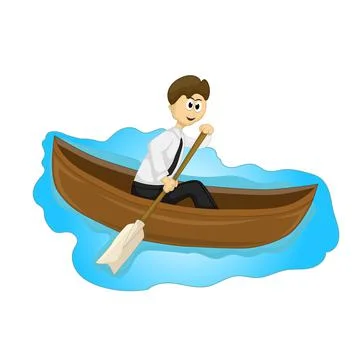 Cartoon man is rowing Illustrazione stock