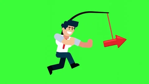 Cartoon Man Running After Direction Arrow Concept 库存影片 319408906