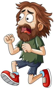 Cartoon Man Running in Panic Stock Illustration
