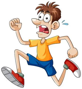 Cartoon Man Running in Panic Stock Illustration
