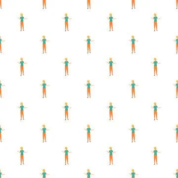 Cartoon man shrugging shoulders pattern background Stock Illustration