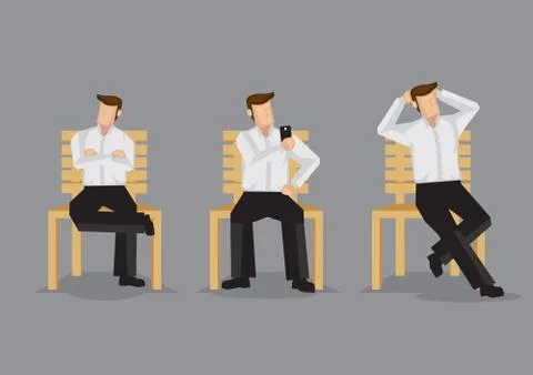 Cartoon Man Sitting on Bench Vector Illustration Illustrazione stock