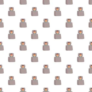 Cartoon man sleeping in bed seamless pattern Stock Illustration