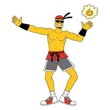 Cartoon Man with Smiley Cloud Stock Illustration