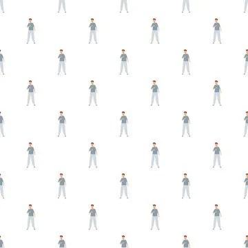 Cartoon man standing flat design seamless pattern 库存插图