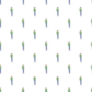 Cartoon man standing pattern with green shirt イラスト素材
