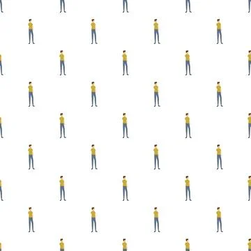Cartoon man standing repeating pattern wallpaper creating crowd Illustrazione stock