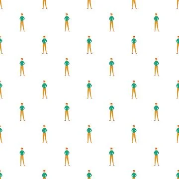 Cartoon man standing in seamless repeating pattern Illustrazione stock