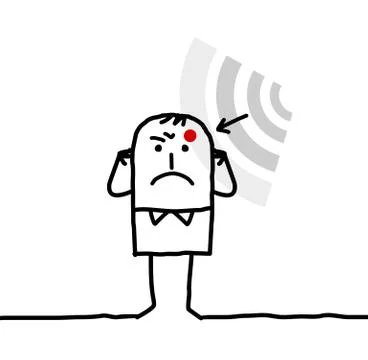 Cartoon man suffering from electrosensitivity Stock Illustration