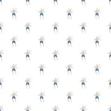 Cartoon man swimming repeating pattern design Stock Illustration
