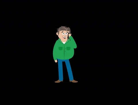 Cartoon man talk on mobile Stock Footage 83965224