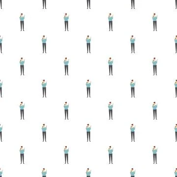 Cartoon man thinking and pointing up pattern Stock Illustration