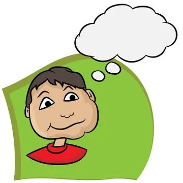 Cartoon man with a thinking bubble Stock Illustration