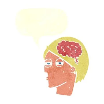 Cartoon man thinking carefully with speech bubble Stock Illustration