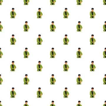 Cartoon man thinking pattern on white background 스톡 일러스트