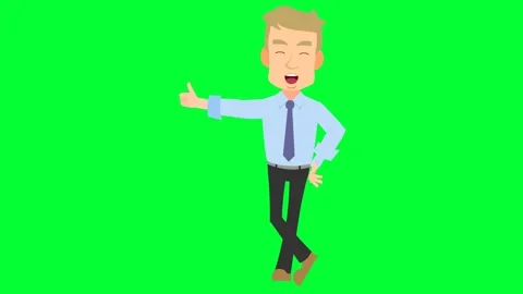 Cartoon man with thumb up background and 2d animation, Cartoon character, thinks Stock Footage 253583344