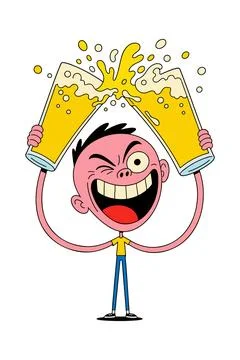 Cartoon Man Toasting with Beer Stock Illustration