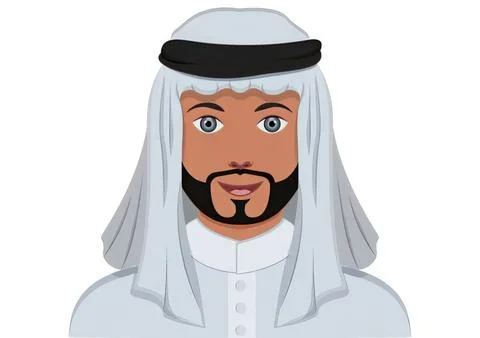Cartoon man in traditional middle eastern clothing with headband Illustrazione stock