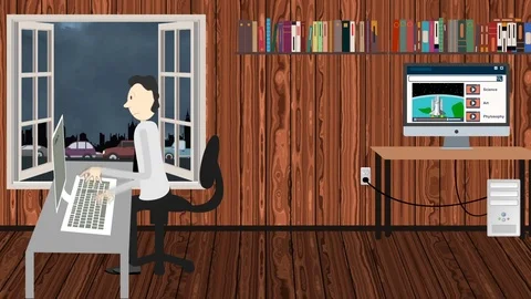 Cartoon Man Typing on a Computer from a ... | Stock Video | Pond5