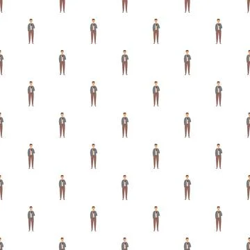 Cartoon man using smartphone seamless pattern background Illustrazione stock