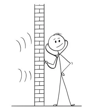 Cartoon of Man Using Stethoscope or Phonendoscope To Spy Stock Illustration