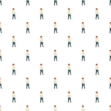 Cartoon man waiter pattern holding a beverage Stock Illustration