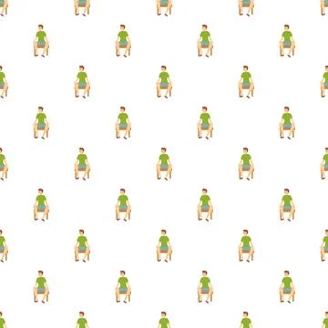 Cartoon man waiting sitting on stool repeat pattern Stock Illustration