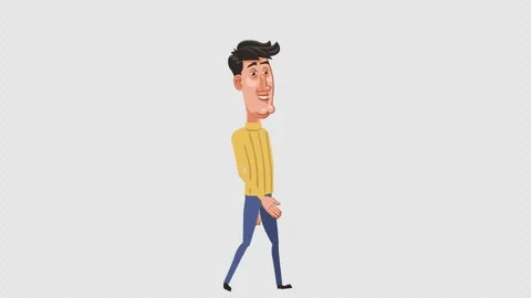 Cartoon man walking loop. Isolated animation with transparent background. 스톡 동영상 295405640