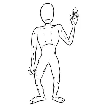 Cartoon man without a face. Man with a raised hand. Open hand. Avatar of man. Stock Illustration