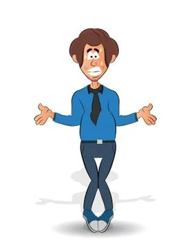 Cartoon man with worries expression Stock Illustration