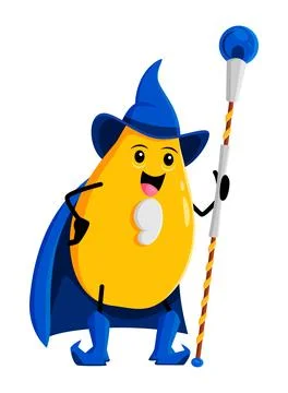 Cartoon mango tropical fruit wizard, warlock, wiz Stock Illustration