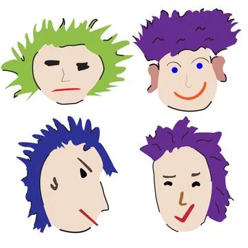 Cartoon man's faces on a white background Stock Illustration