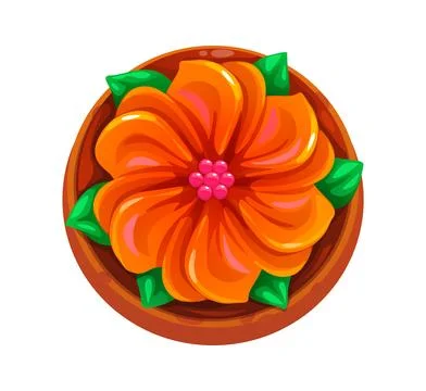Cartoon marigold shaped cookie with icing petals Stock Illustration
