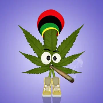 Cartoon marijuana leaf 스톡 일러스트