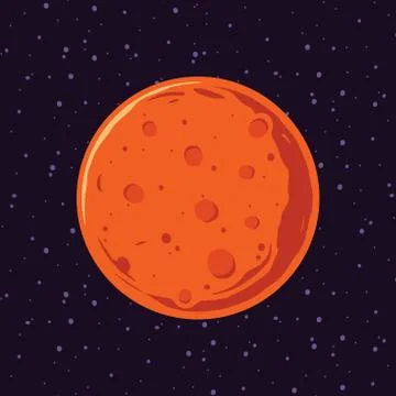 Cartoon of Mars, solar system planets. Astronomical observatory and stars Stock Illustration