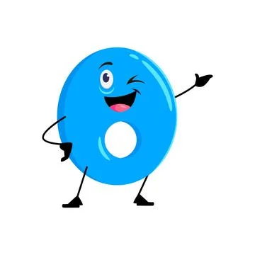 Cartoon math number character of 0 zero numeral Stock Illustration