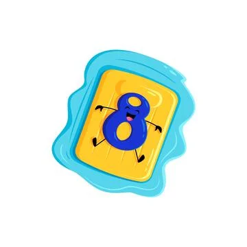 Cartoon math number eight on inflatable mattress Stock Illustration