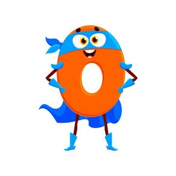 Cartoon math number null zero superhero character Stock-Illustration