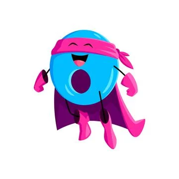 Cartoon math number null zero superhero character Stock-Illustration