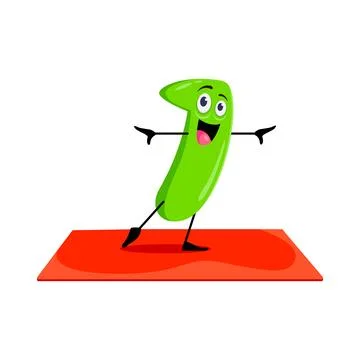 Cartoon math number one stretching its body Stock Illustration
