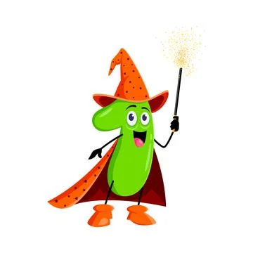 Cartoon math number one wizard wielding a wand Stock Illustration