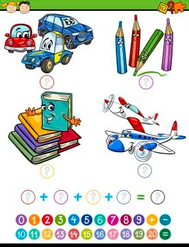 Cartoon math task for kids Illustrazione stock