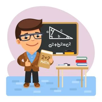 Cartoon Math Teacher Stock Illustration