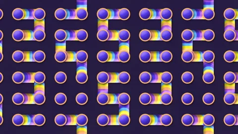 Cartoon maze with moving rainbow gradient. 3d rendering digital animation 4K Stock Footage 222049471
