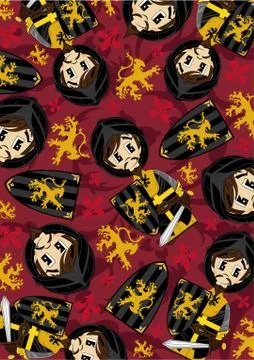 Cartoon Medieval Knight Pattern Stock-Illustration
