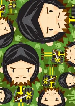 Cartoon Medieval Knight Pattern Stock-Illustration